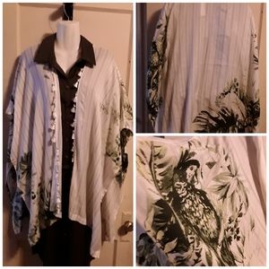 Parrot-print print Ruana wrap